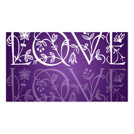 Elegant Wedding Favor Tag Love Flourish Purple Business Card (back side)
