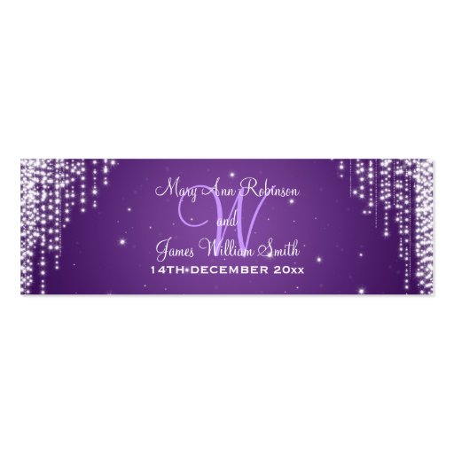 Elegant Wedding Favor Tag Night Dazzle Purple Business Card Templates (front side)