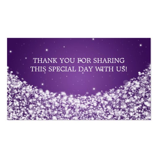 Elegant Wedding Favor Tag Star Sparkle Purple Business Card (back side)