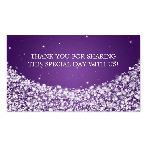Elegant Wedding Favor Tag Star Sparkle Purple Business Card (back side)