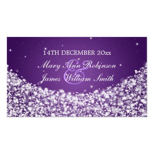 Elegant Wedding Favor Tag Star Sparkle Purple Business Card (front side)