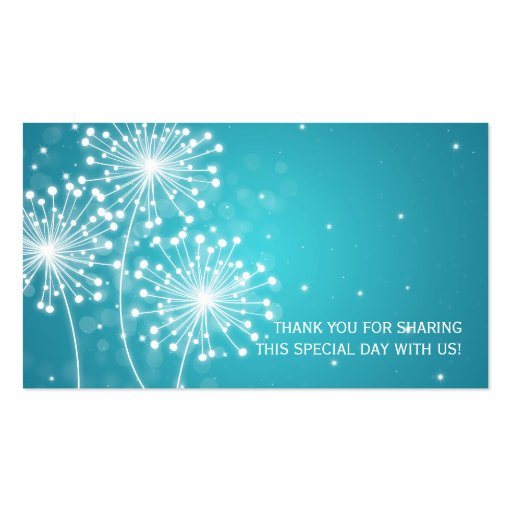 Elegant Wedding Favor Tag Summer Sparkle Turquoise Business Cards (back side)