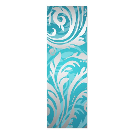 Elegant Wedding Favor Tag Swirly Flourish Aqua Blu Business Card Template (back side)