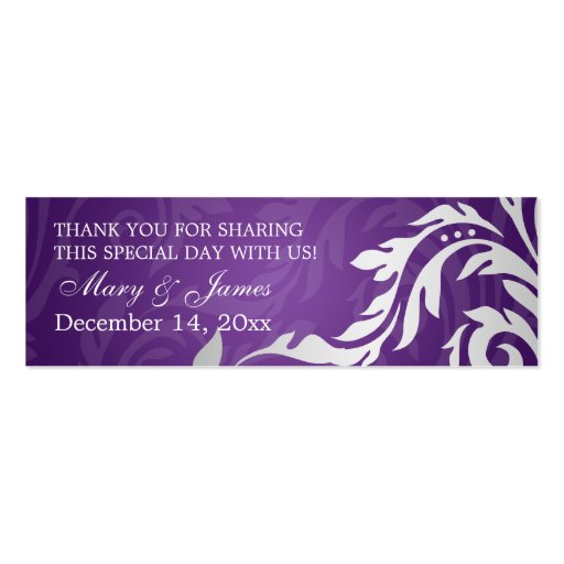 Elegant Wedding Favor Tag Swirly Flourish Purple Business Card