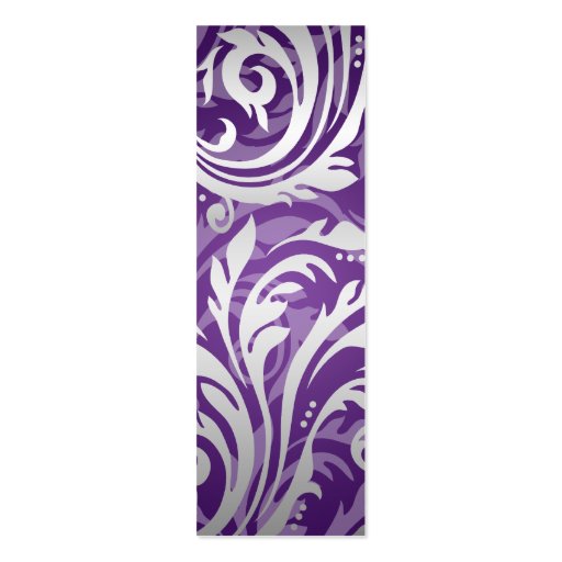 Elegant Wedding Favor Tag Swirly Flourish Purple Business Card (back side)