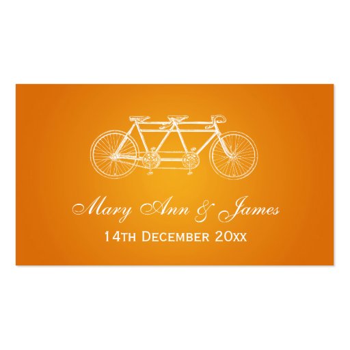 Elegant Wedding Favor Tag Tandem Bike Orange Business Card (front side)