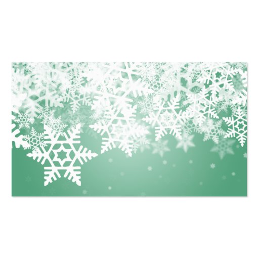 Elegant Wedding Favor Tag Winter Snowflakes Mint Business Card Template (back side)