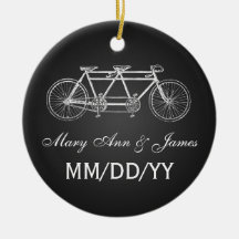 Elegant Wedding Favor Tandem Bike Black Christmas Tree Ornament