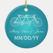 Elegant Wedding Favor Tandem Bike Turquoise Christmas Ornaments