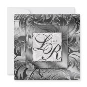 Elegant Wedding Floral Metallic Silver zazzle_invitation