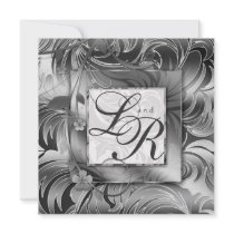 Elegant Wedding Floral Metallic Silver Custom Invitations