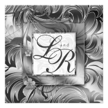 Elegant Wedding Floral Metallic Silver Custom Invitations