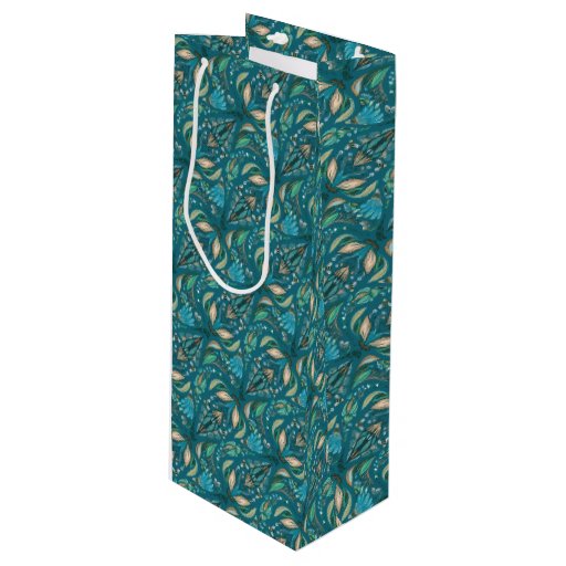Elegant wedding floral rustic beautiful pattern wine gift bag Zazzle