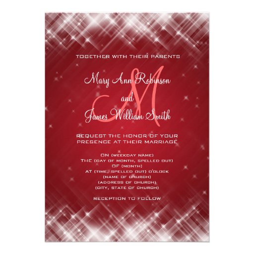 Elegant Wedding Glamorous Sparks  Red Personalized Invitation
