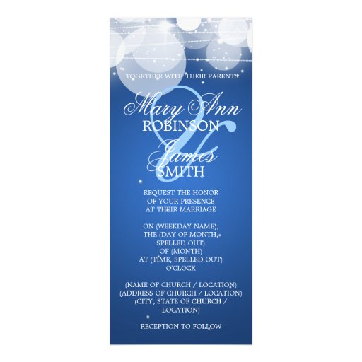 Elegant Wedding Glow & Sparkle Blue Custom Invitations