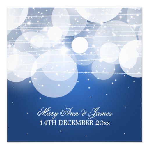 Elegant Wedding Glow & Sparkle Blue Custom Announcement