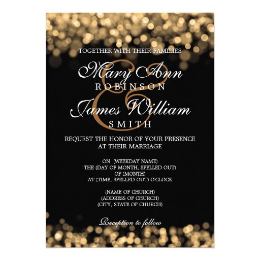 Elegant Wedding Gold Lights Custom Invitation (front side)