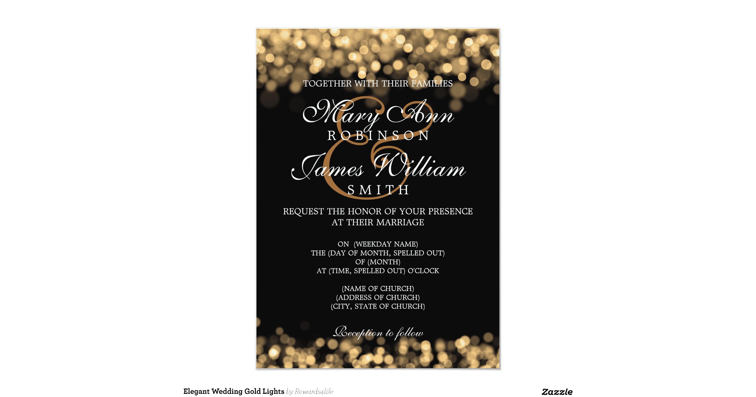 Elegant Wedding Gold Lights 5x7 Paper Invitation Card Zazzle