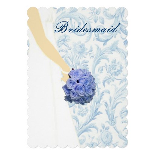 Elegant Wedding Gown Blue Bridesmaid Card