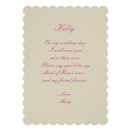 Elegant Wedding Gown Maid Of Honor Card