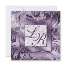 Elegant Wedding Invitation Floral Purple Silver ND