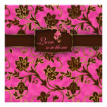 Elegant Wedding Invitation Gold Floral Pink Brown