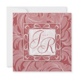 Elegant Wedding Invitation Leaf Floral Coral Red