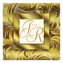 Elegant Wedding Invitation Leaf Floral Gold