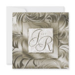 Elegant Wedding Invitation Leaf Floral Gold Taupe
