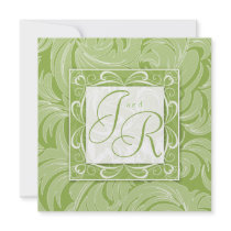 Elegant Wedding Invitation Leaf Floral Lime Green
