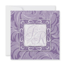 Elegant Wedding Invitation Leaf Floral Purple