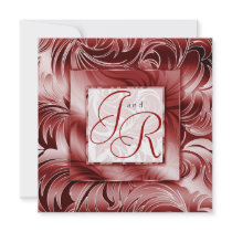 Elegant Wedding Invitation Leaf Floral Silver Red