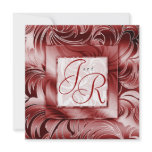 Elegant Wedding Invitation Leaf Floral Silver Red