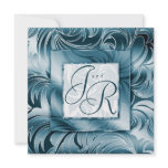 Elegant Wedding Invitation Leaf Floral Silver Teal