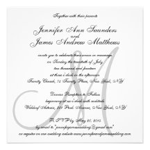 Elegant Wedding Invitations Monogram Initial Names