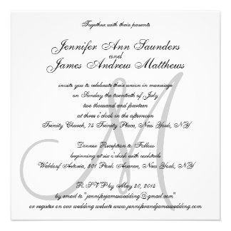 Elegant Wedding Invitations Monogram Initial Names