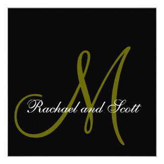 Elegant Wedding Invitations Monogram Names Black