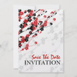 Elegant Wedding Japanese Flowers Red invitations