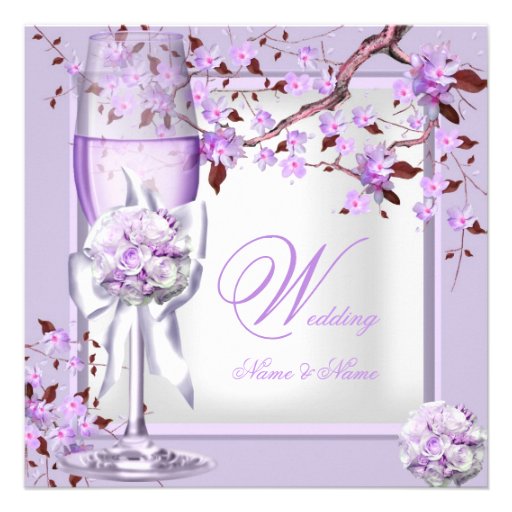 Elegant Wedding Lavender Purple Lilac 4b Personalized Announcement