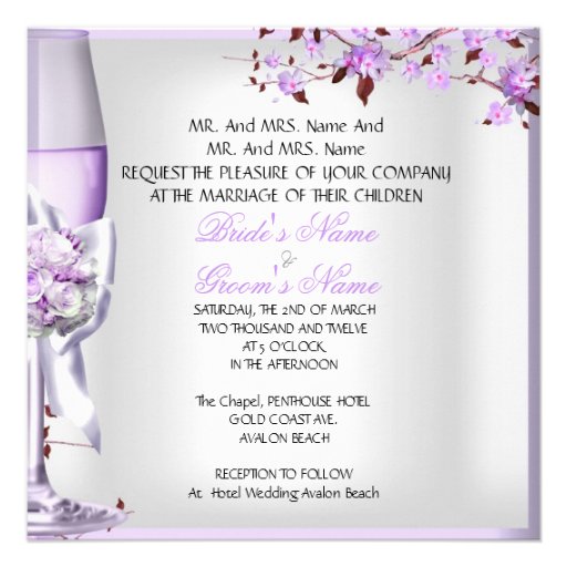 Elegant Wedding Lavender Purple Lilac 4b Personalized Announcement