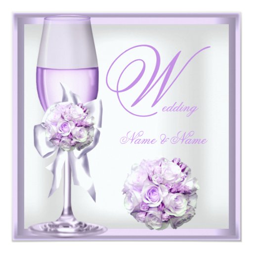 Elegant Wedding Lavender Purple Lilac Champagne 2 Invitations