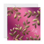 Elegant Wedding Leaves Pink Purple Gold Custom Invitations
