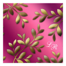Elegant Wedding Leaves Pink Purple Gold Custom Invitations