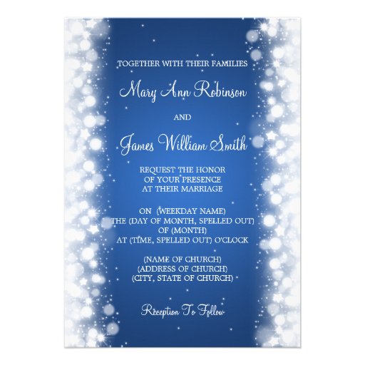 Elegant Wedding Magic Sparkle Blue Personalized Invitation