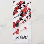 Elegant Wedding Menu  Japanese Flowers Red invitations