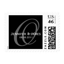 Elegant Wedding Monogram Black & White Postage