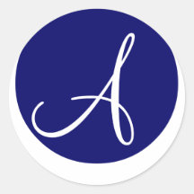 Elegant Wedding Monogram Navy & White Seal Stickers