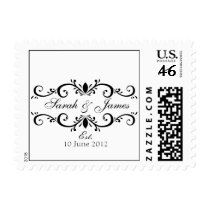 Elegant Wedding Names Date Postage Stamp
