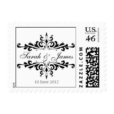 Elegant Wedding Names Date Postage Stamp