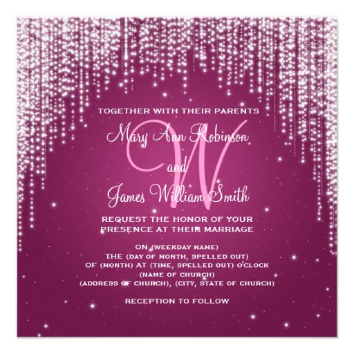 Elegant Wedding Night Dazzle Berry Pink Custom Invites